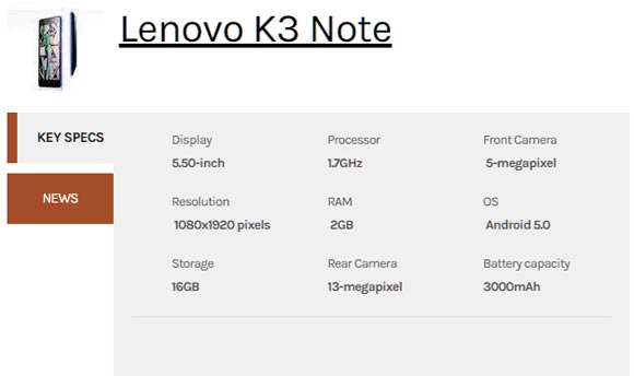 lenovo-k3-note-specifications