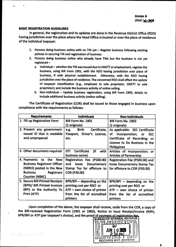 bir online seller registration